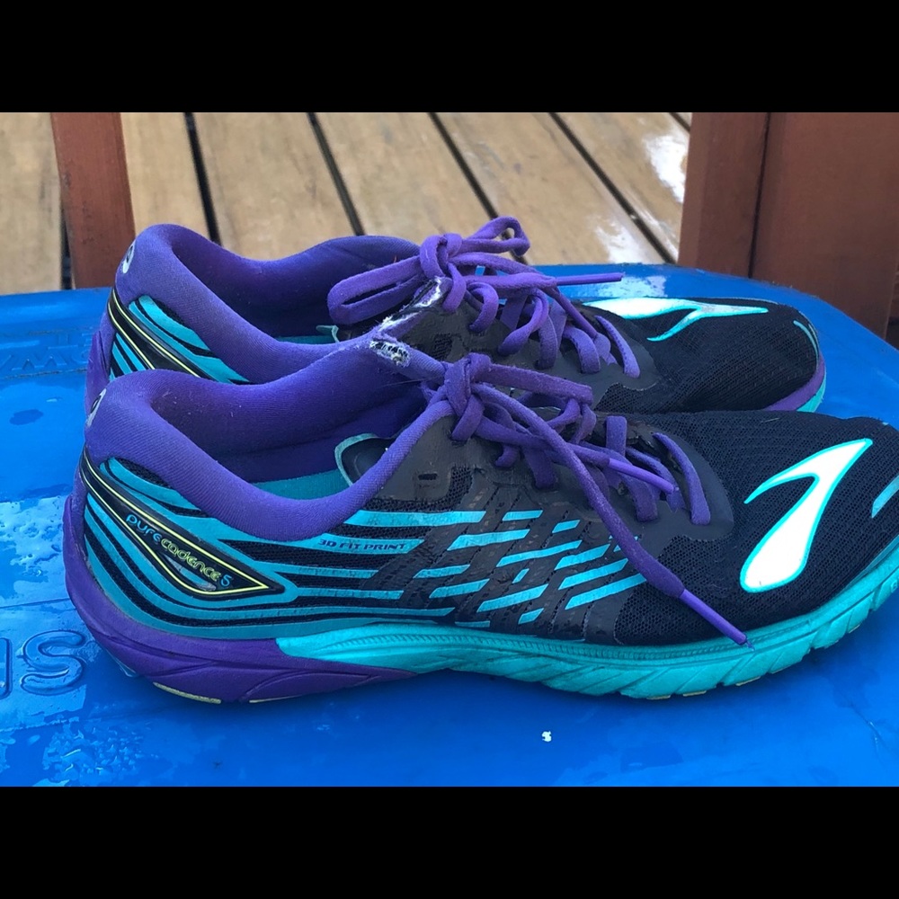 Brooks Pure Cadence 5 Black Purple Aqua Sneakers - Picture 2 of 11